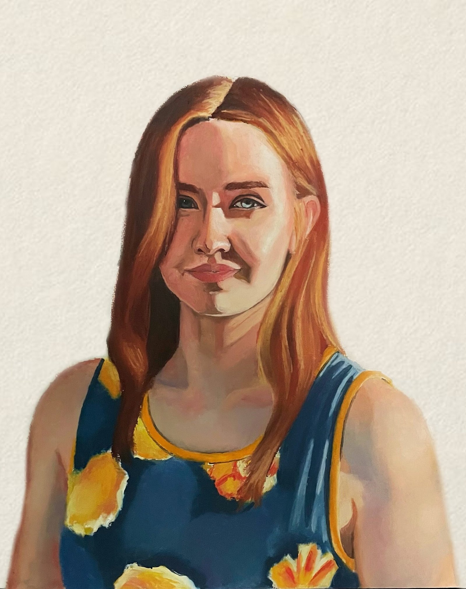 Self-portrait painting of Meelena Spikes, artist and creator of Spikes Art Studio.