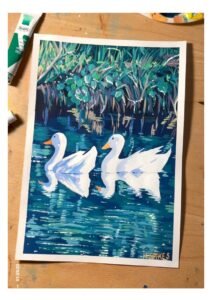 Ducks in the San Gabriel, art by Meelena Spikes